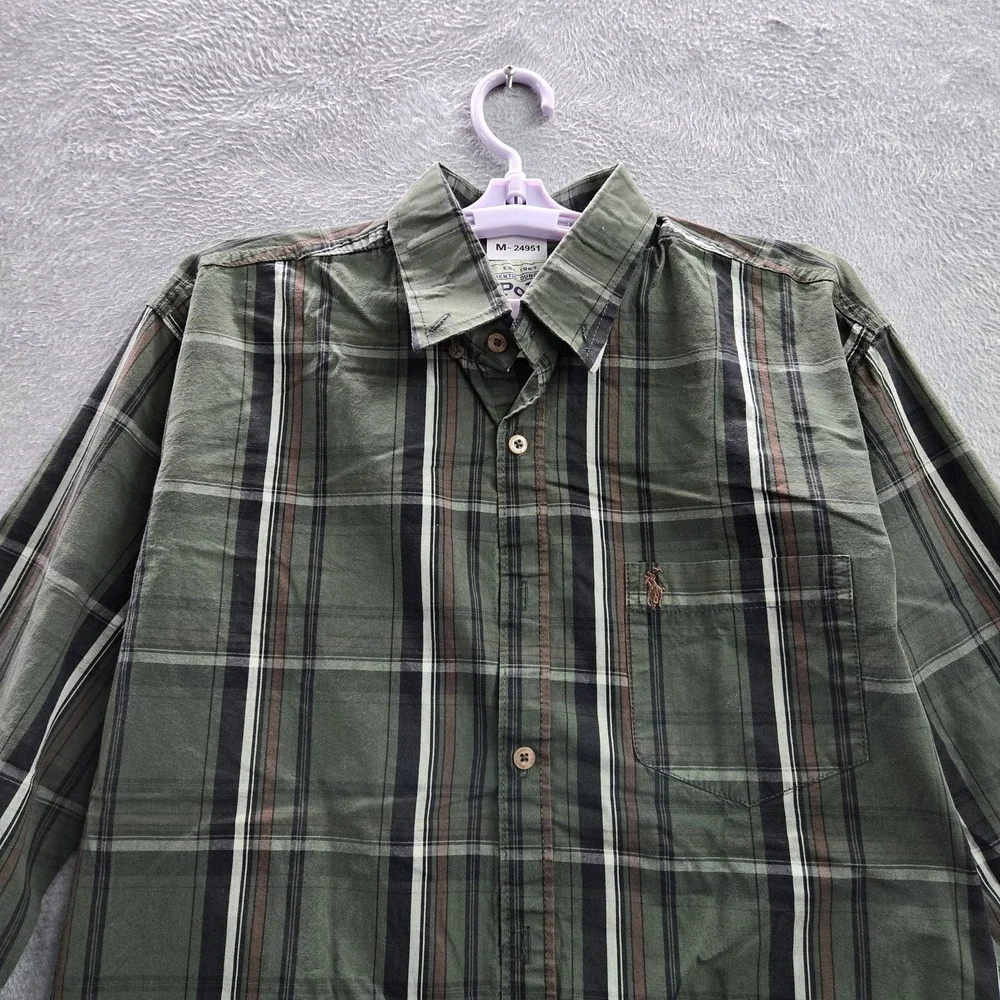 Polo Ralph Lauren Men Button Up Shirt XL Green Embroidered Classic Oxford
